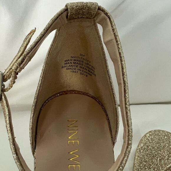 Nine West gold glitter evening heel sandals size 9 in gold EUC - Picture 7 of 7